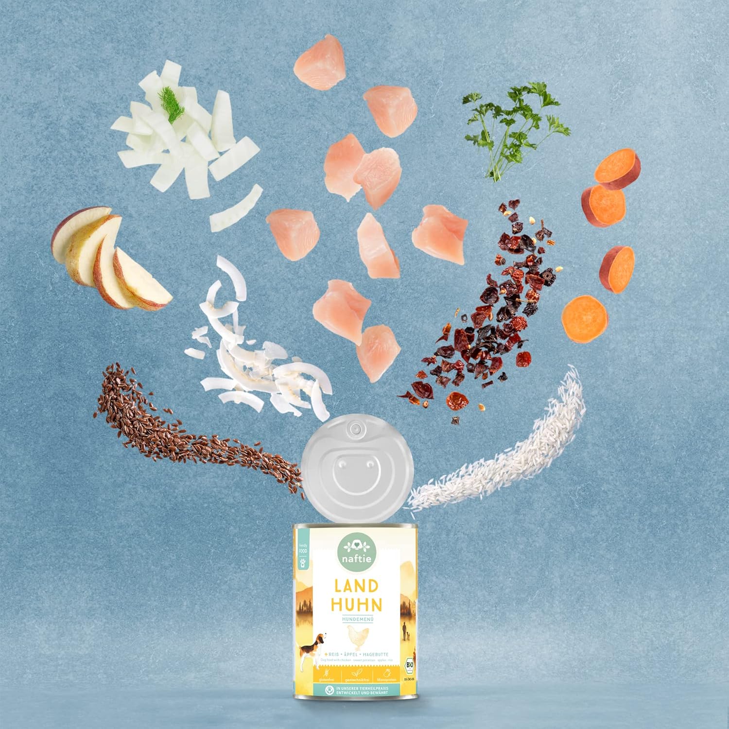 Bio Nassfutter fuer Hunde 12x400g - purinarm glutenfrei fettarm fuer Adult & Senio