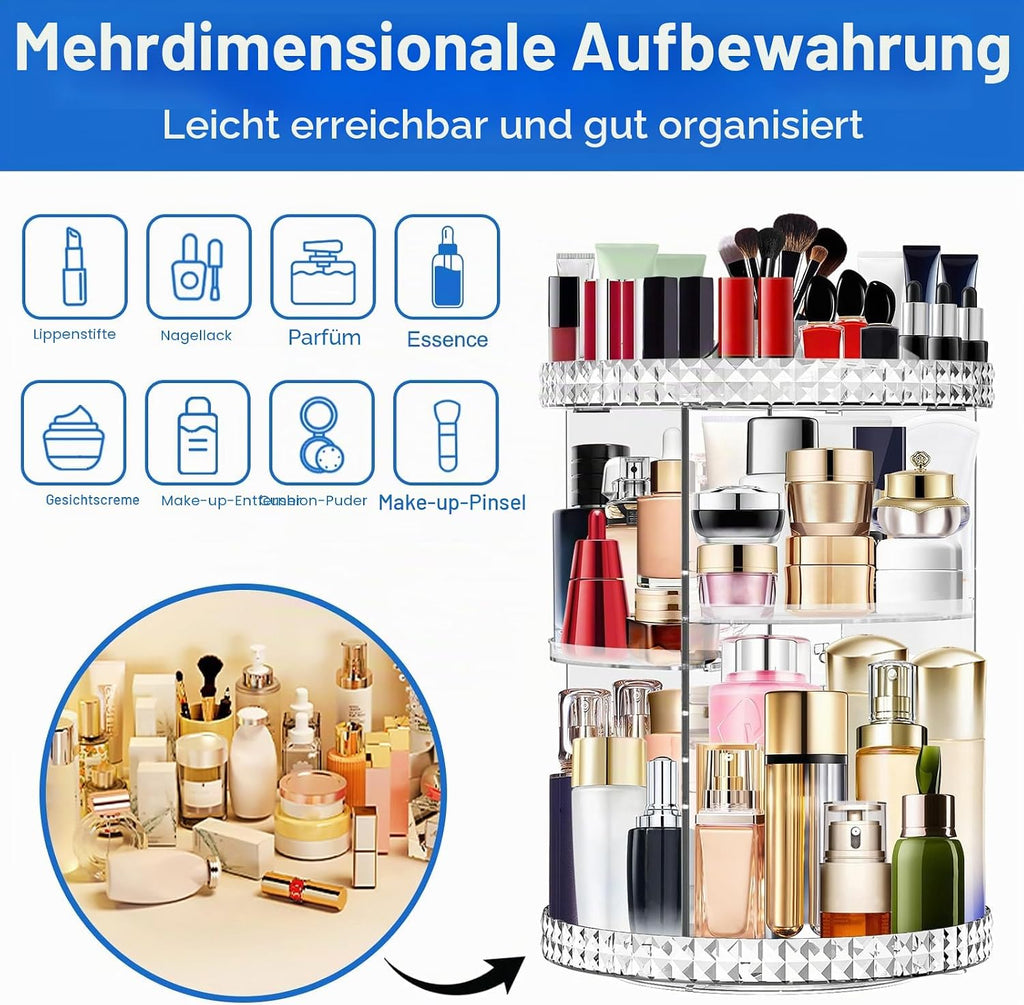 MOKANI 360° drehbarer Kosmetik Organizer, 6 verstellbare Ebenen, gross