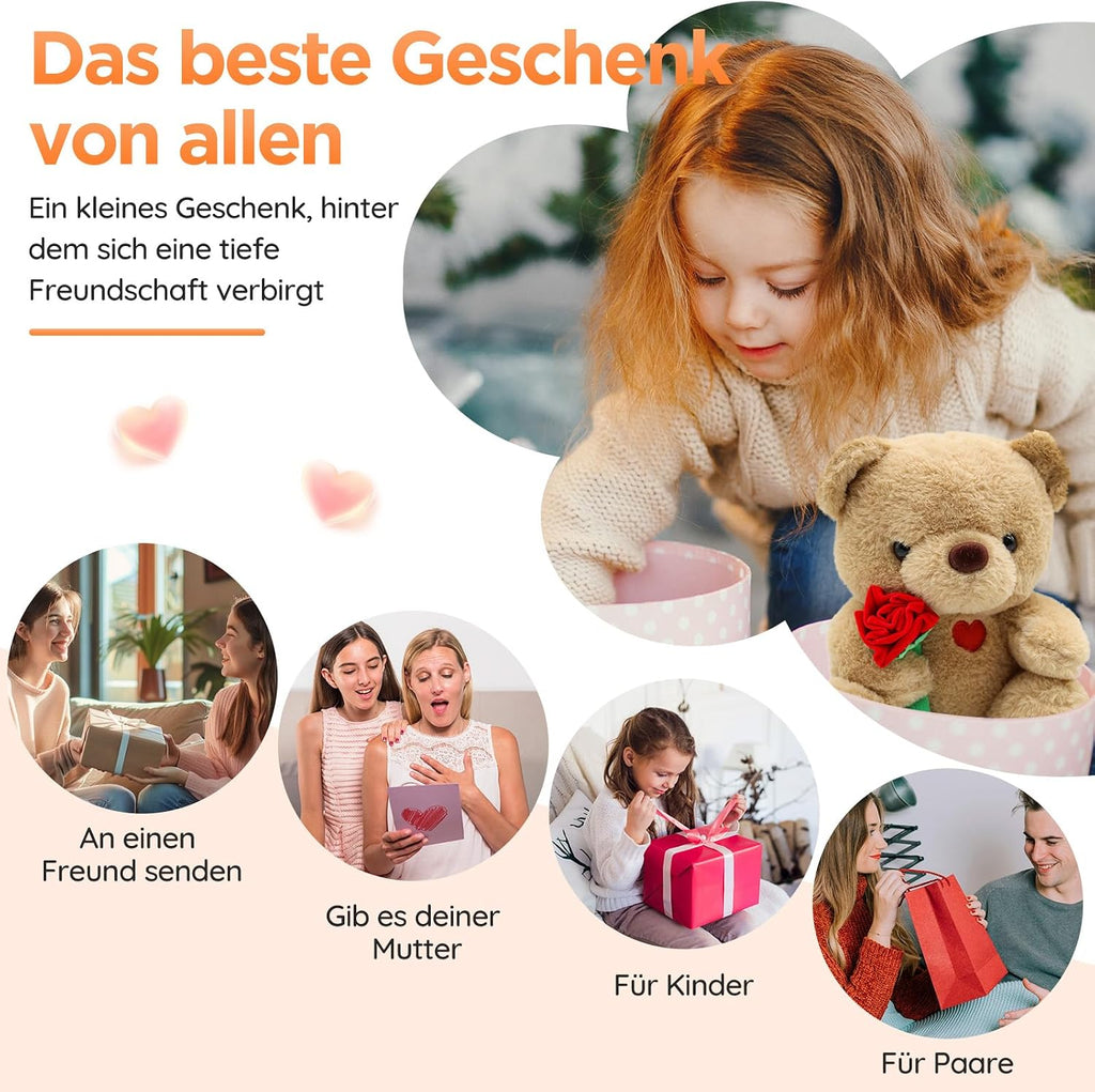 Teddybaer Plueschtier 25 cm hellbraun Kuscheltier Teddy