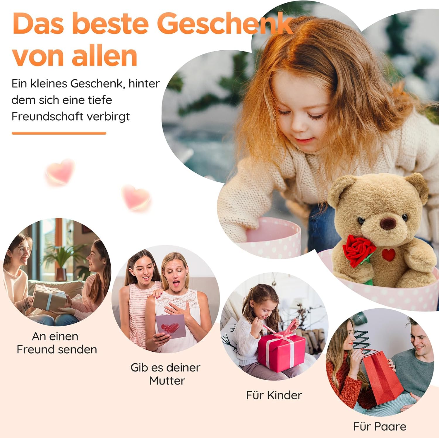 Teddybaer Plueschtier 25 cm hellbraun Kuscheltier Teddy