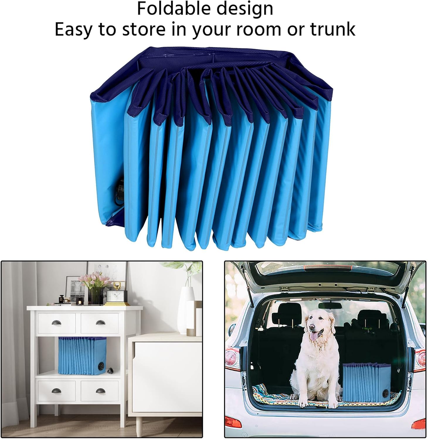Yaheetech Hundepool faltbar 160×30 cm PVC mit Badebuerste 30cm Ozean Blau