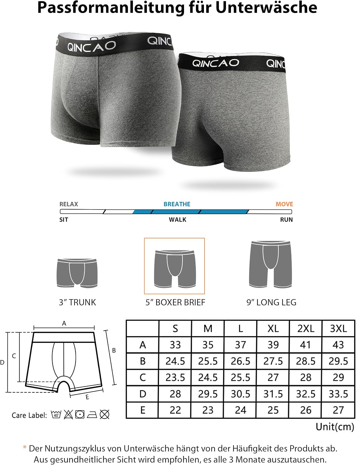 QINCAO Herren Boxershorts 6er Pack Baumwolle Retroshorts Groesse S-4XL