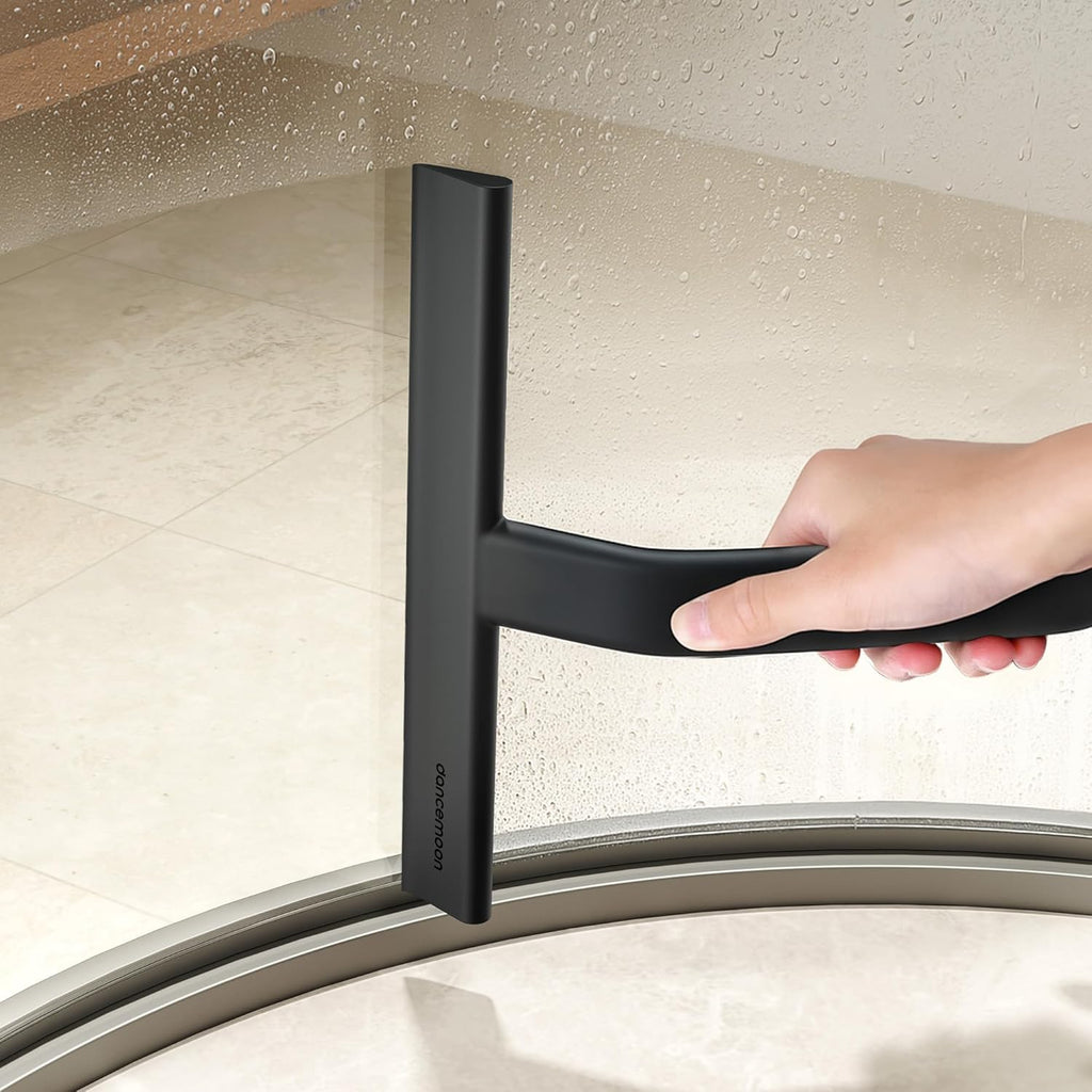 Duschabzieher Silikon 25 cm Schwarz mit Haken fuer Dusche und Fenster