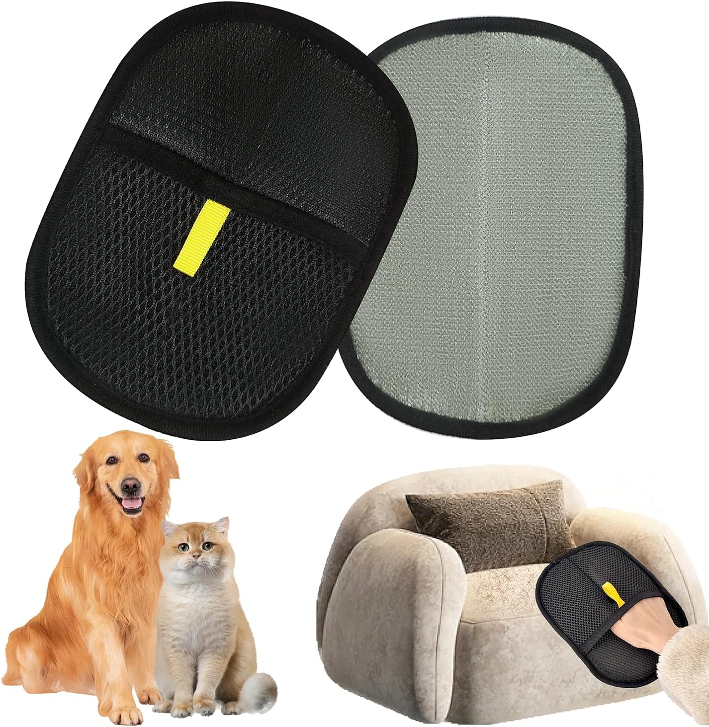 Tierhaarentferner Handschuh 2er Set für Hund Katze Elektrostatisch Sofa Teppich