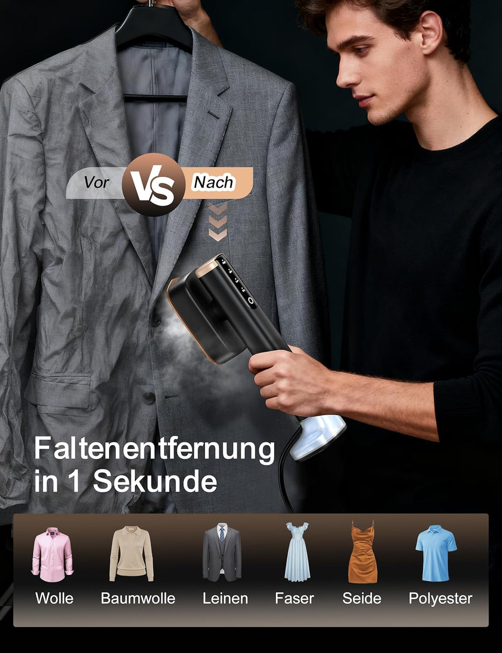 Sundu Reise-Dampfglaetter Dampfbuegeleisen /min LED-Display Schwarz