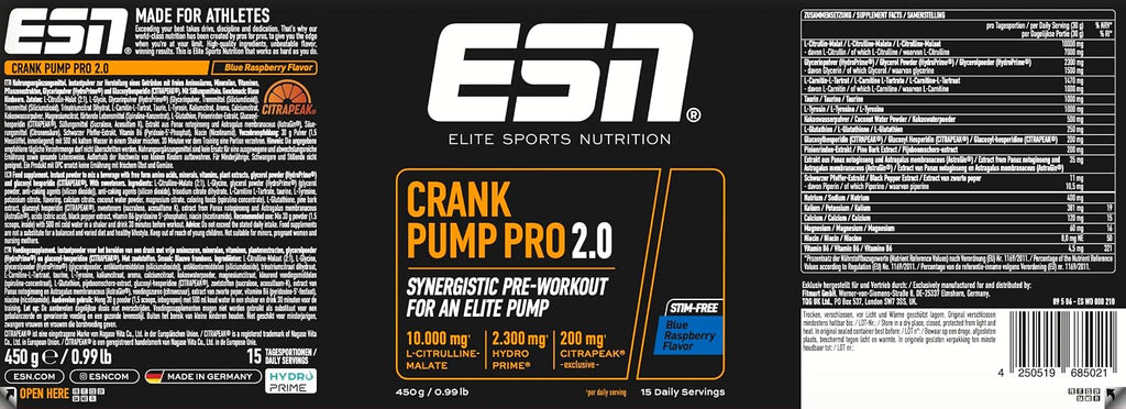 ESN Crank Pump Pro Pre Workout Booster Cherry Cola verschiedene Sorten