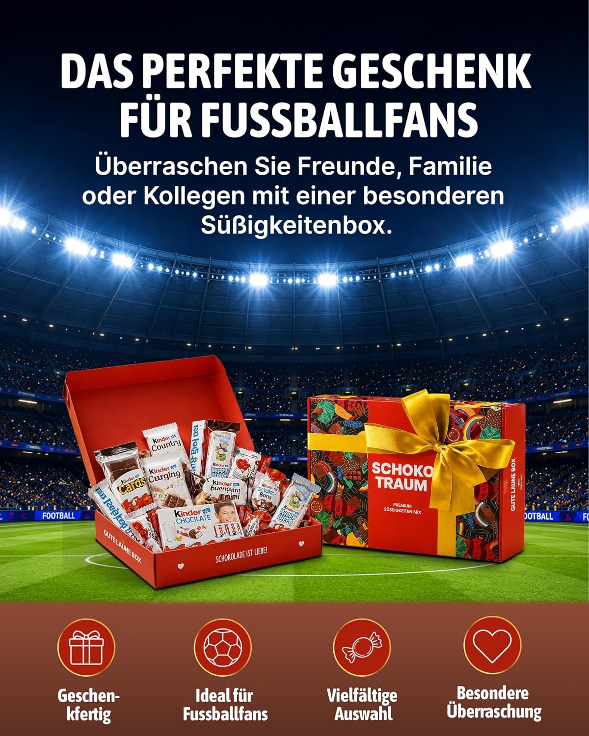 Candy Circle Schokotraum Suessigkeiten Box mit Kinder Schokolade, Bueno, Country