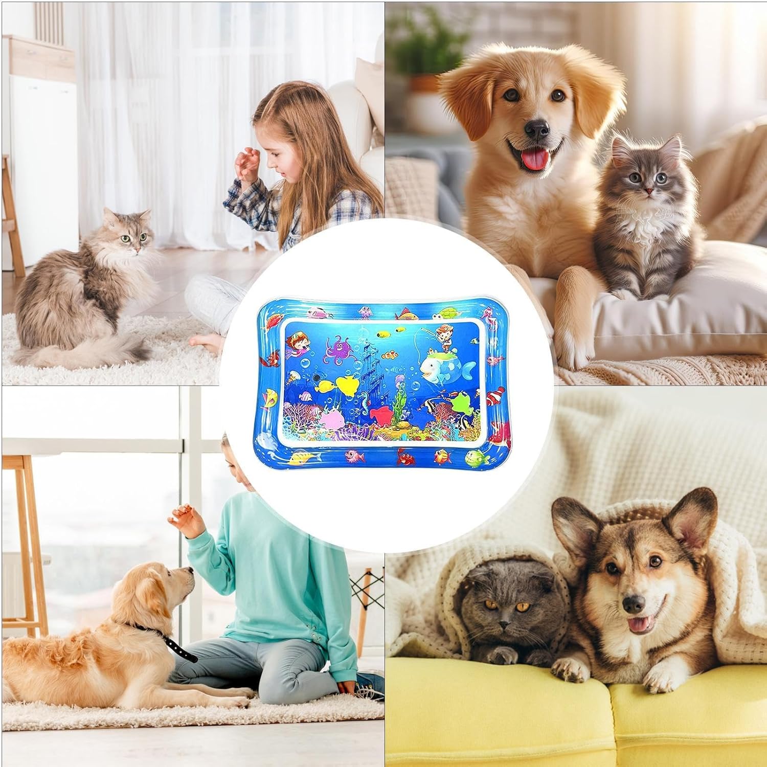 Wassermatte fuer Katzen 66x47 cm aufblasbar sensorisch interaktiv Kissen