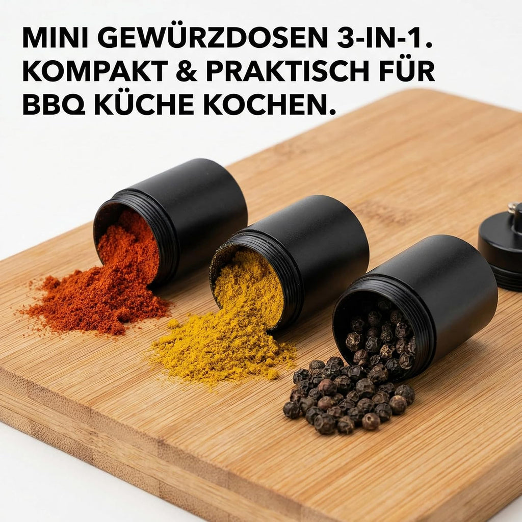 2er Set Gewuerzstreuer Aluminium 3-in-1 wasserdicht - Mini Gewuerzglaeser