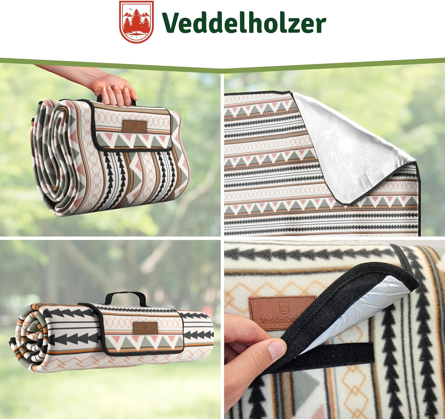 Veddelholzer Stranddecke 200x200 cm wasserdicht sandfest XXL isoliert gepolstert