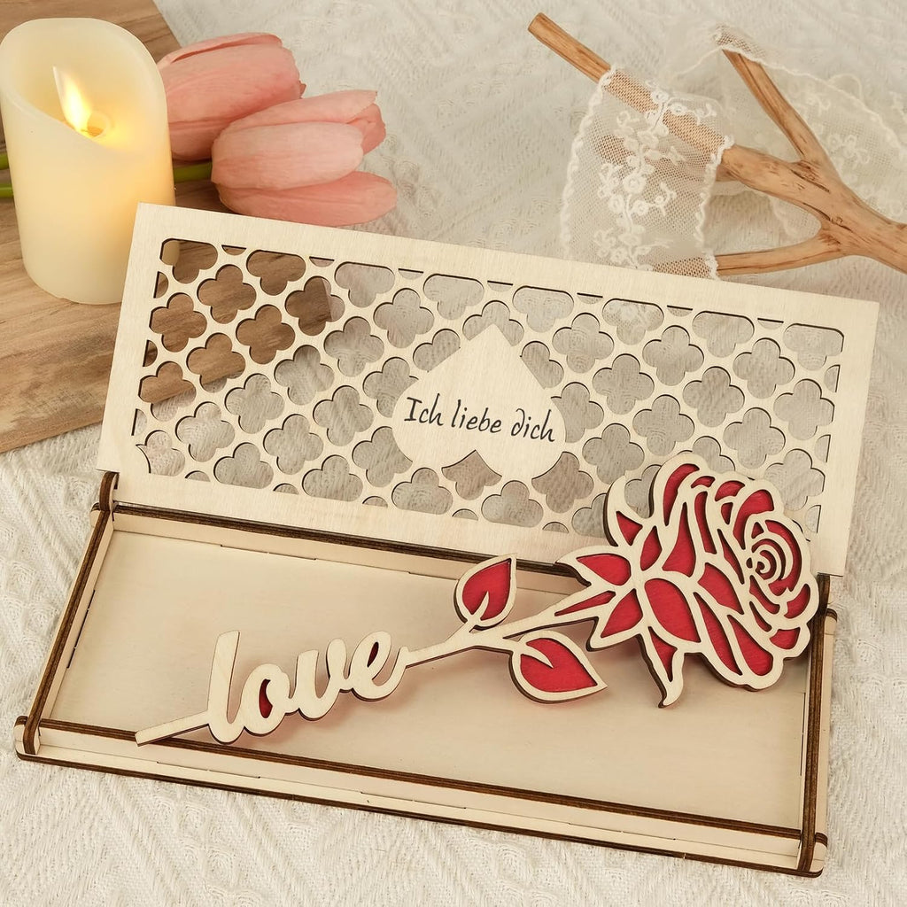 Love Holzrose rot Geschenk fuer Frauen Valentinstag Geburtstag