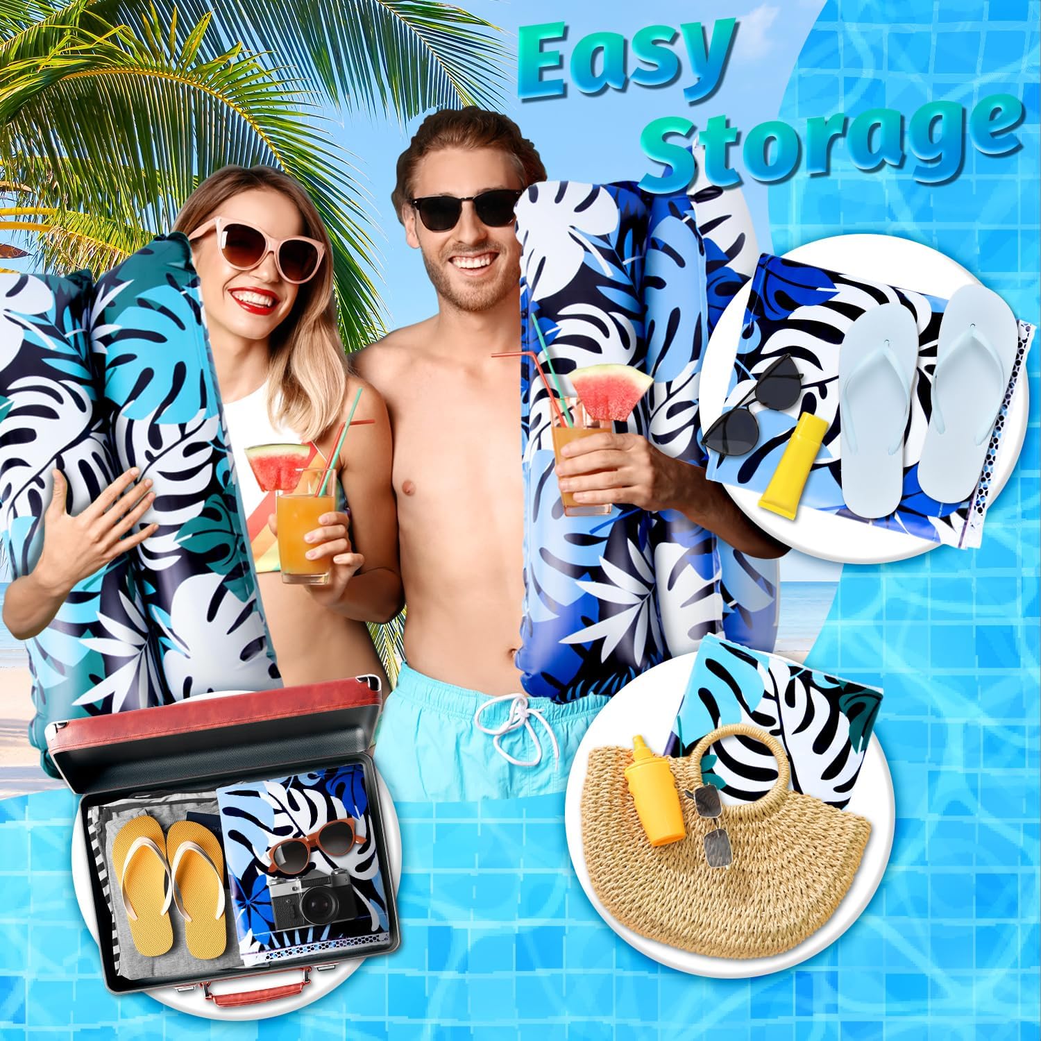 XL Wasserhaengematte 2er Set 4in1 Luftmatratze Pool Schwimmsessel Erwachsene Somm