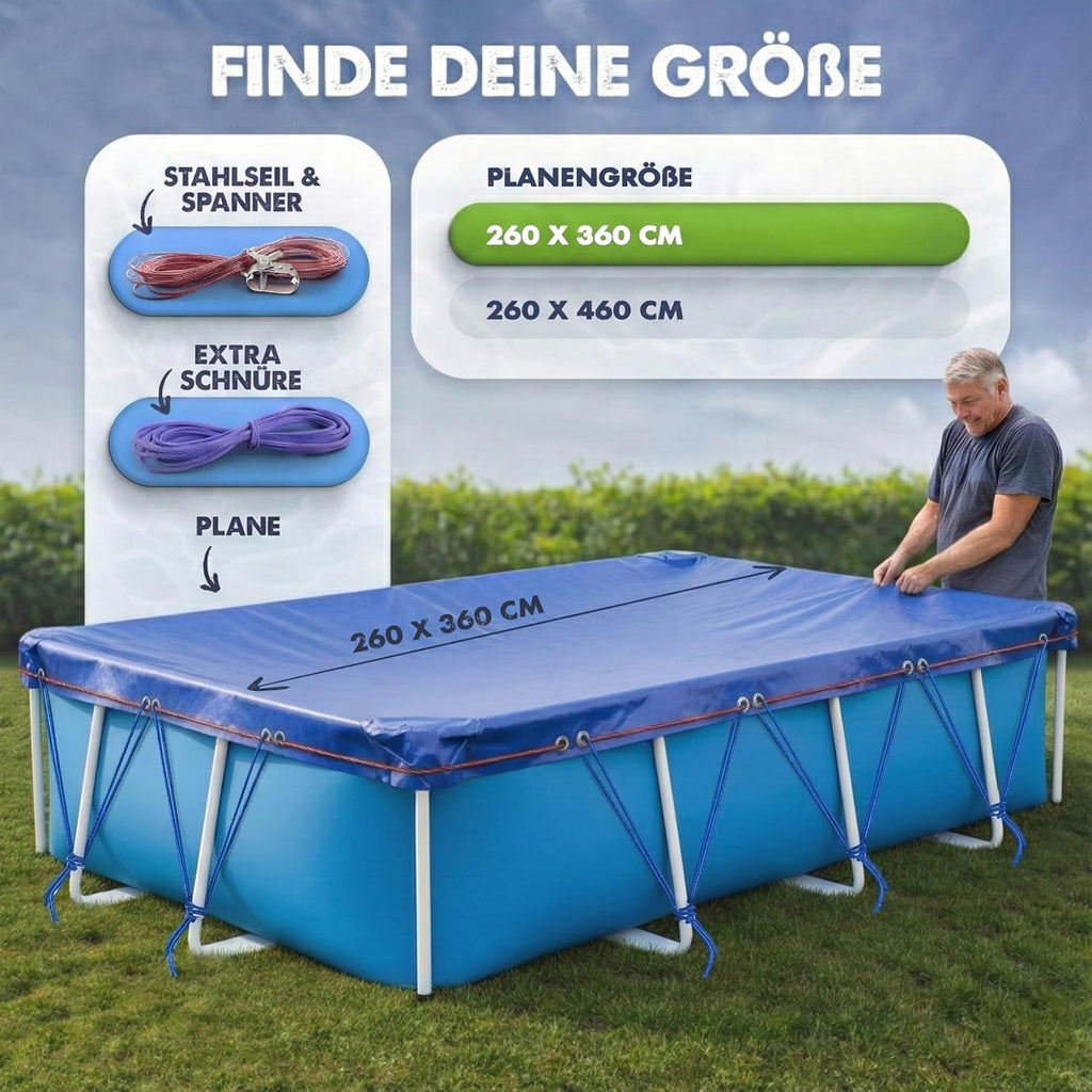 Poolabdeckung rund 366 cm Ø 200 GSM fuer Intex Bestway Pools 366cm-520cm