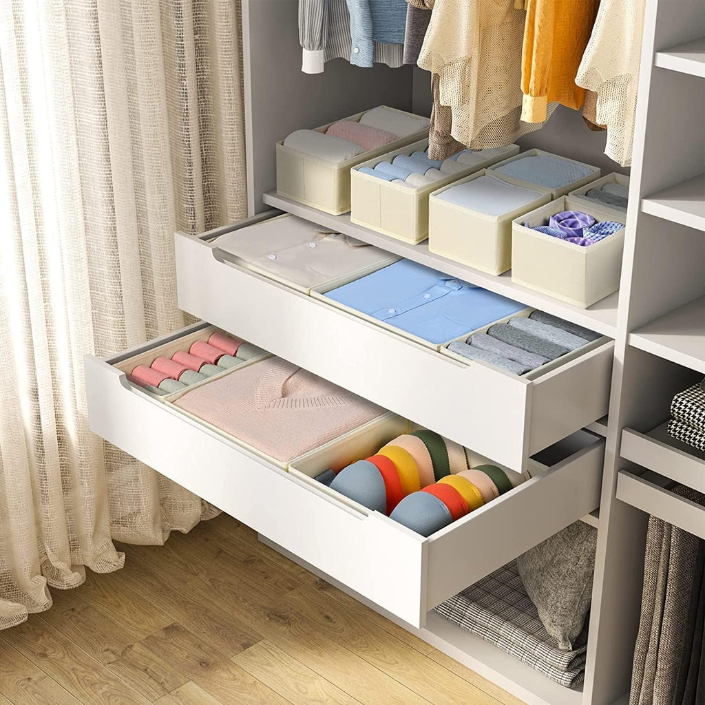 DIMJ Schubladen Organizer 12 Faecher faltbar Stoff Ordnungssystem Unterwaesche