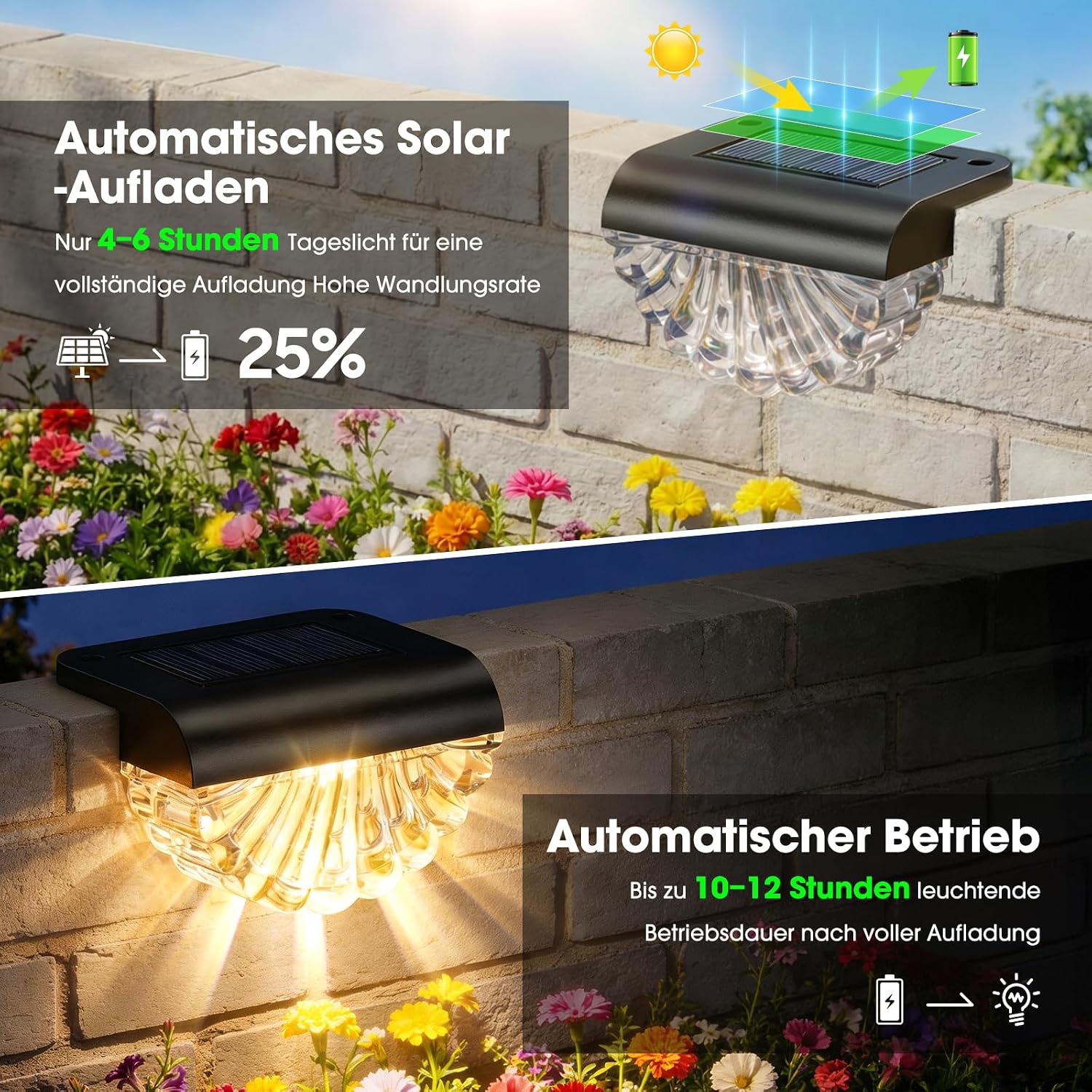 GEARLITE Solarlampen 8er Set LED Warmweiss IP65 Wasserdicht Garten Licht