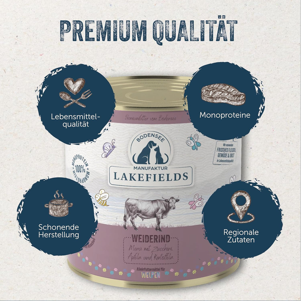 Lakefields Welpenfutter Nass Huhn 61% 6x800g verschiedene Sorten getre