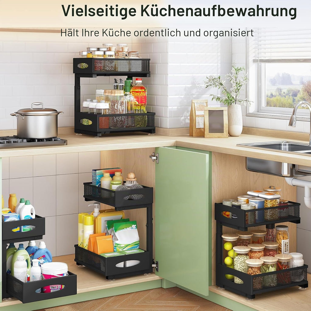 Unterspuele Organizer 2 Ebenen Metall Schrankorganizer fuer Kueche Bad