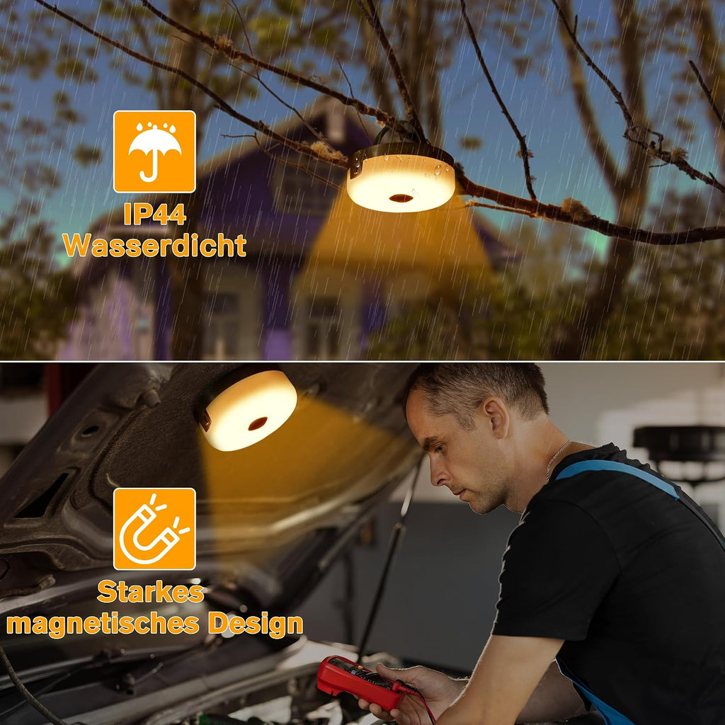 Ollny Camping Lichterkette 10m Aufrollbar Wiederaufladbar 8 Modi Dimmbar