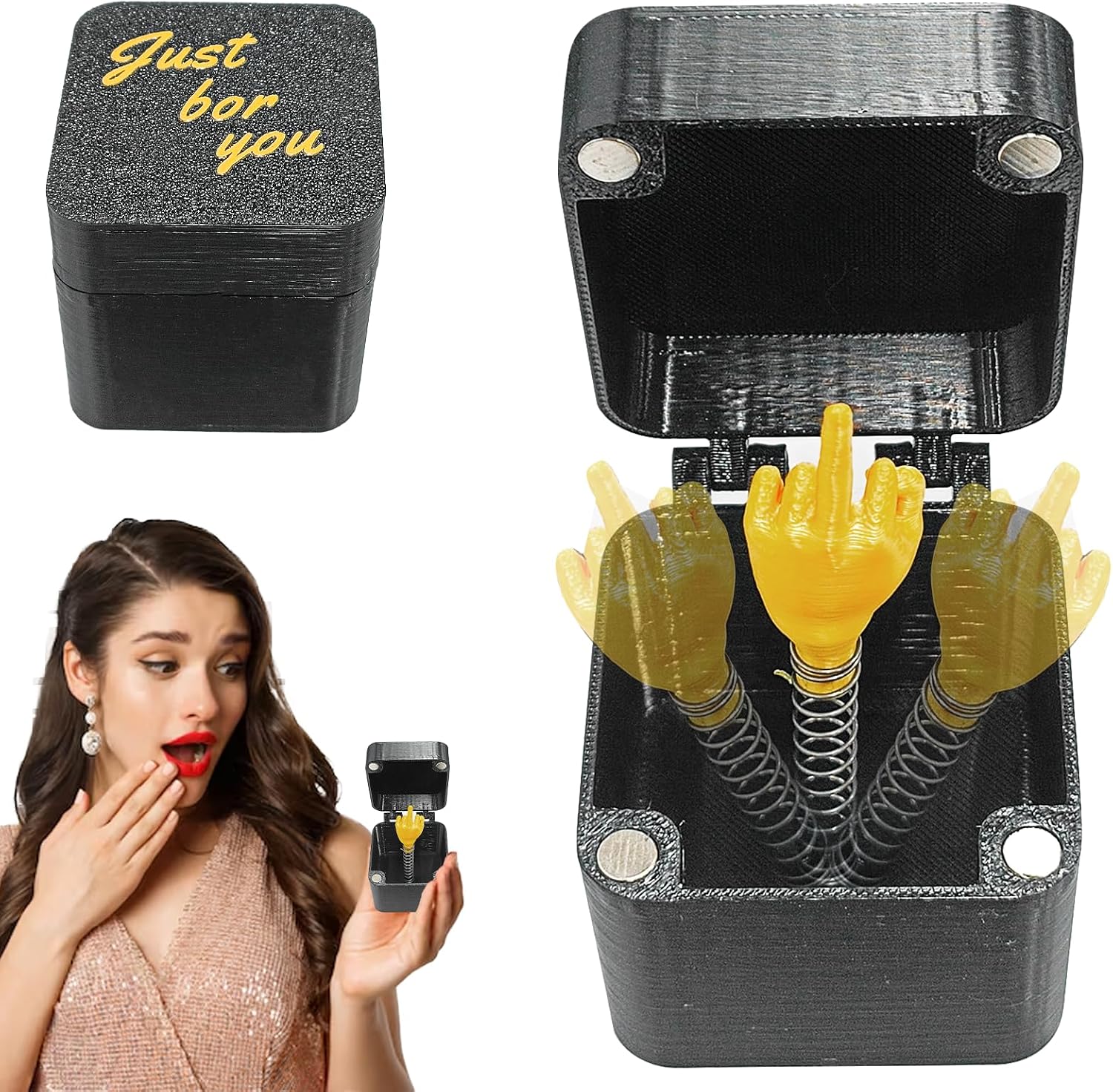 Gartenzwerg mit Mittelfinger Geschenk Prank lustiges Ueberraschungsbox