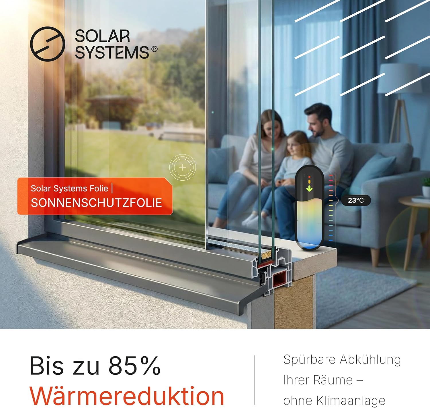 SOLAR SYSTEMS Sonnenschutzfolie Fenster aussen 50x100 cm UV-Schutz Sichtschutz