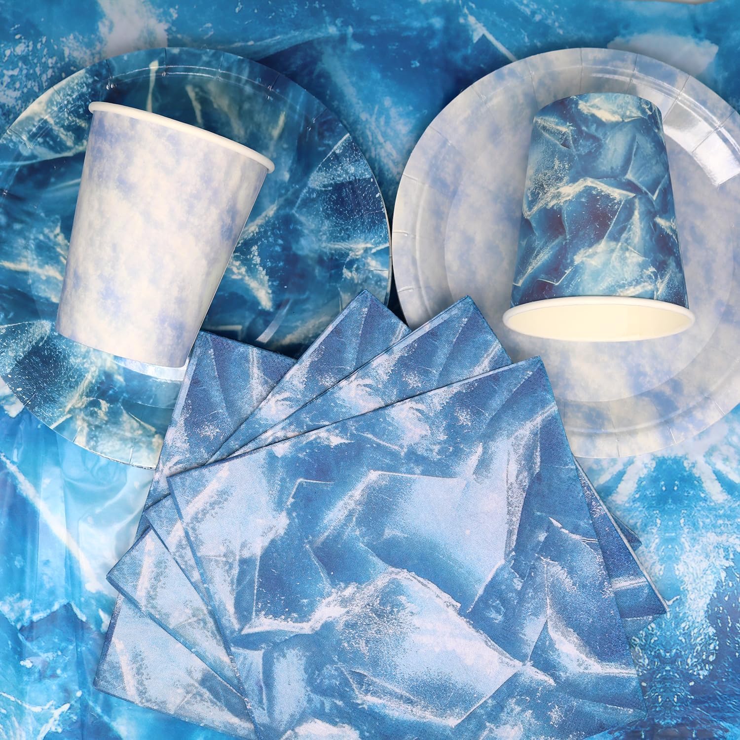 61-teiliges Eis und Schnee Partygeschirr-Set mit Tellern Bechern Servietten