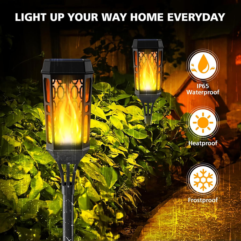 Solarlampen Aussen mit realistischem Flammeneffekt 4er Set IP65 wasserdicht