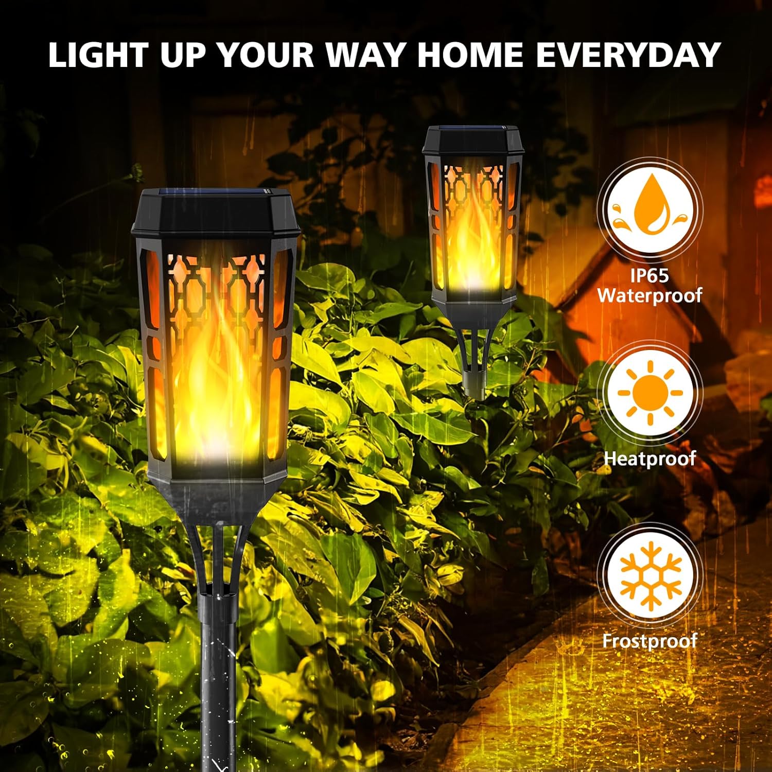 Solarlampen Aussen mit realistischem Flammeneffekt 4er Set IP65 wasserdicht