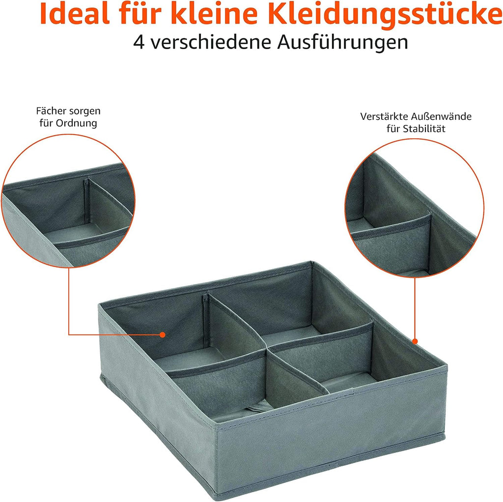 Basics Schubladen Organizer 6‑teilig faltbares Ordnungssystem fuer Kleidung