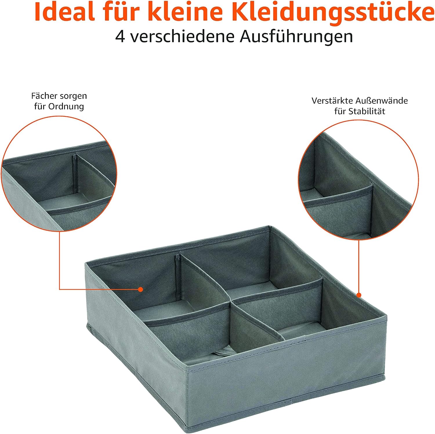 Basics Schubladen Organizer 6‑teilig faltbares Ordnungssystem fuer Kleidung