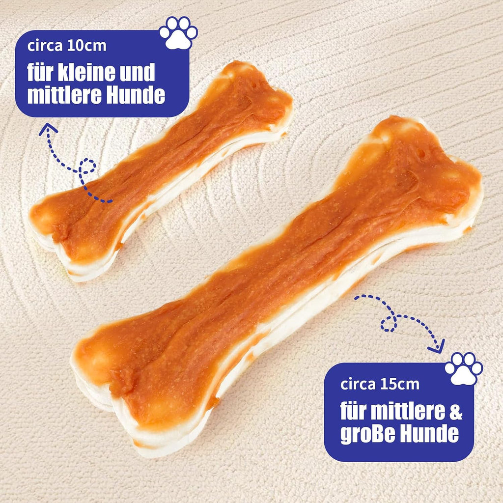 Kauknochen Hund Huhn 5x10 cm Zahnpflege Kaustangen Rinderhaut 60% Protein