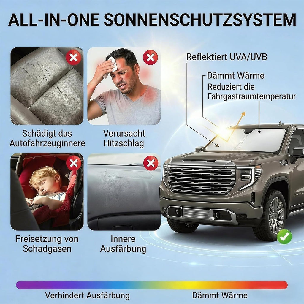 Sonnenschutz fuer Frontscheibe 163×82 cm Hitzeschutz Sonnenblende Windschutzschei