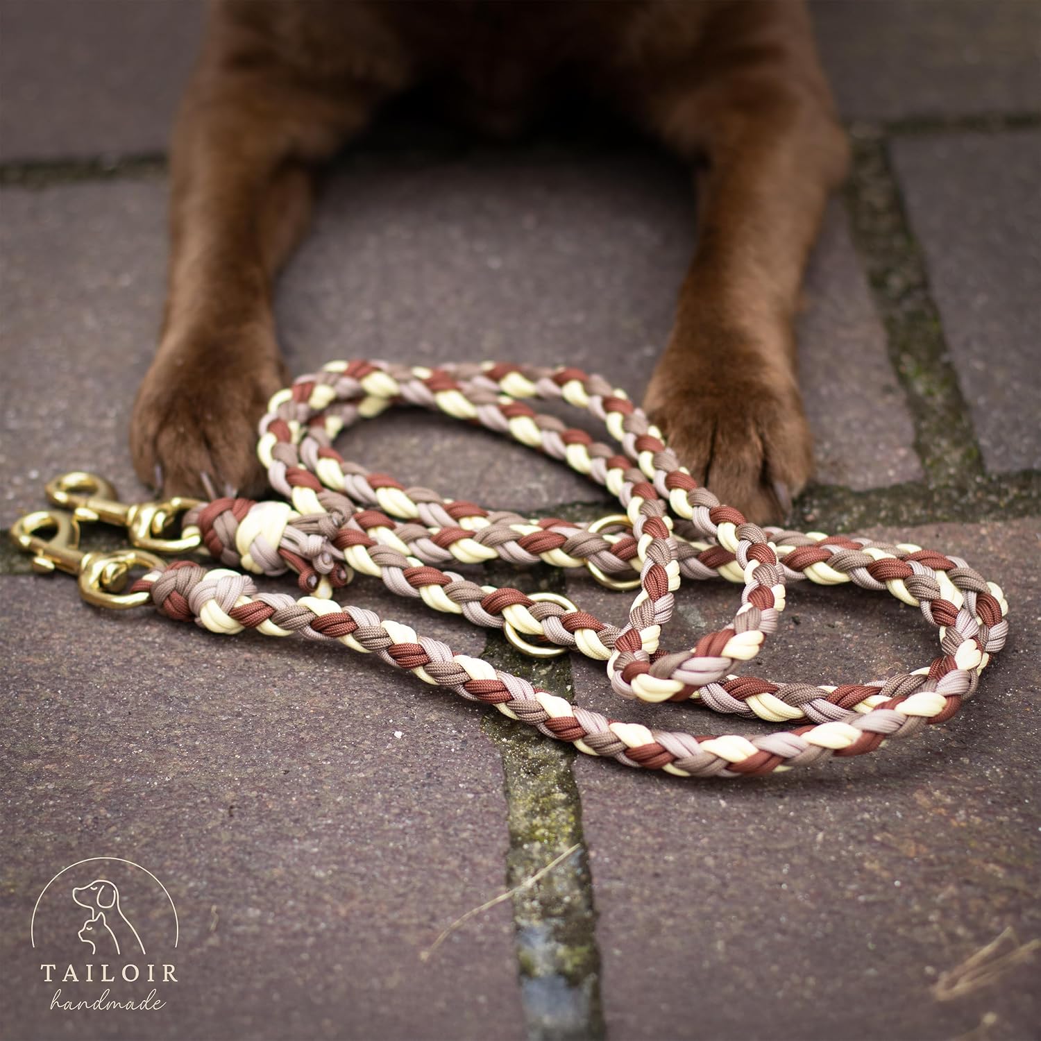 Geflochtene Hundeleine 2 m verstellbar Paracord Fuehrleine Trainingsleine