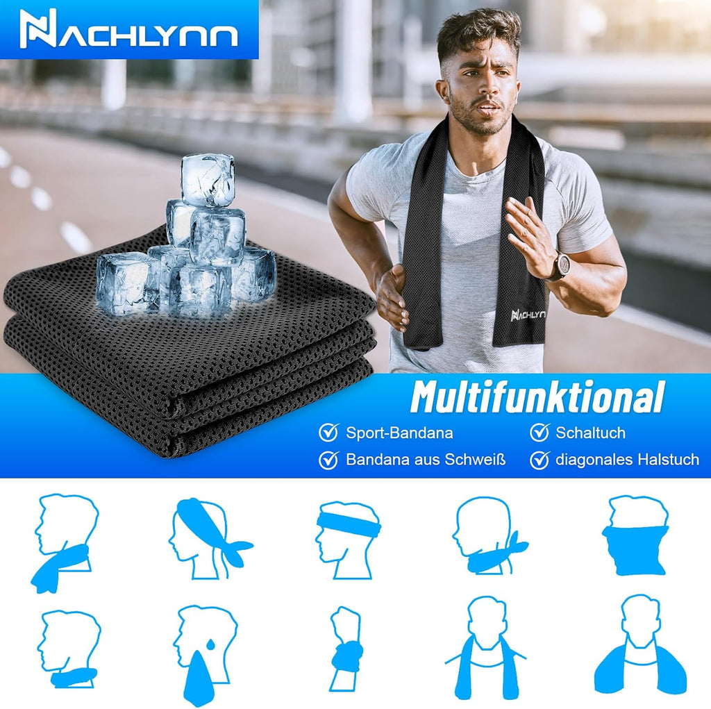 NACHLYNN Kuehlendes Mikrofaser Handtuch 100 x 30 cm fuer Fitness, Sport, Reise, Yo