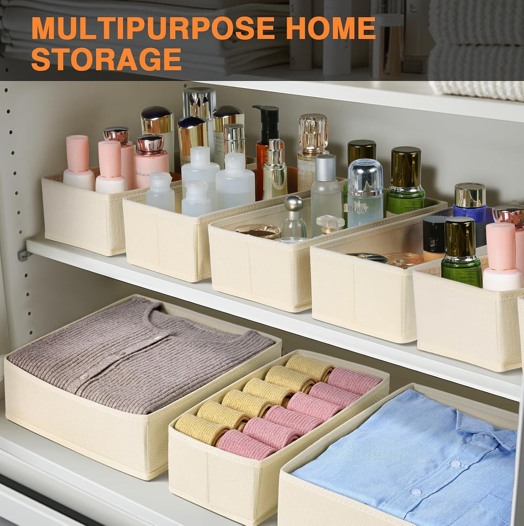 Kleiderschrank Organizer 12er Set faltbare Stoffboxen Beige