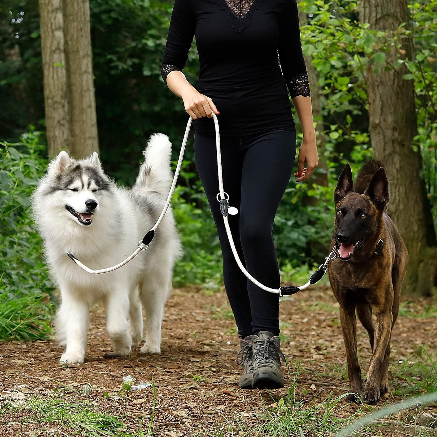 lionto verstellbare Multifunktionsleine 200 cm wetterfest rostfreie Karabiner