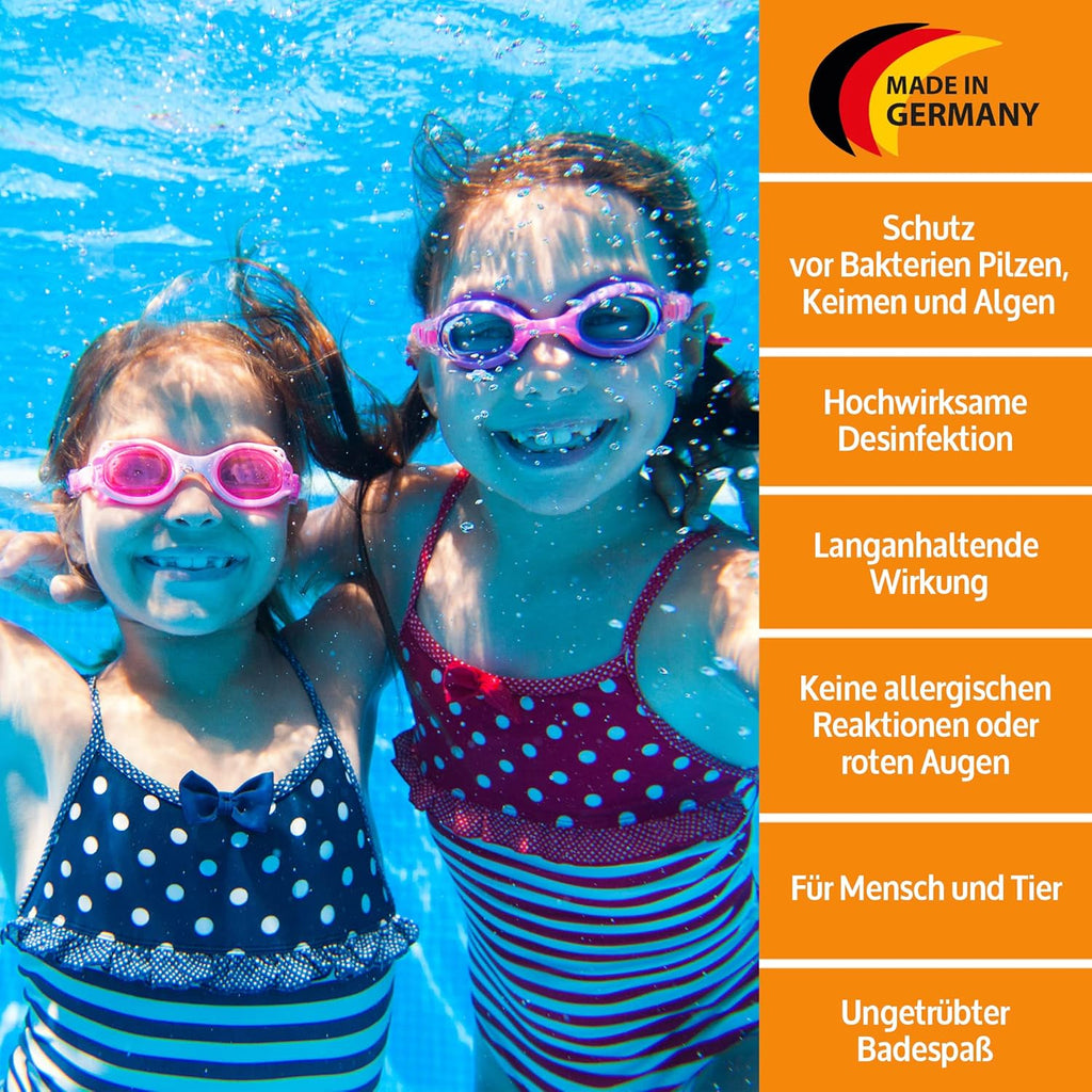3-in-1 Poolreiniger fuer bis 20.000 L - Algenentfernung, Desinfektion, Ablagerung
