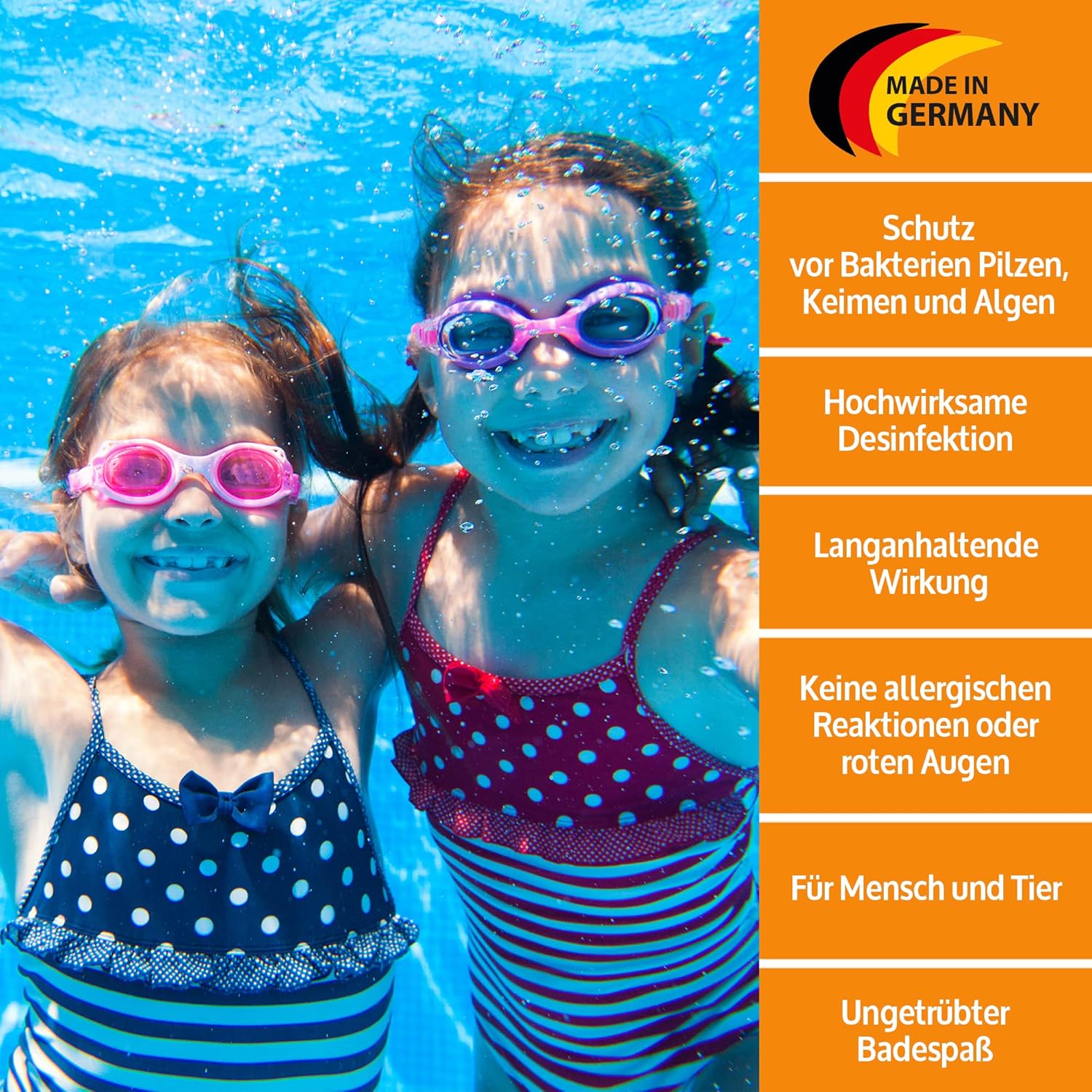 3-in-1 Poolreiniger fuer bis 20.000 L - Algenentfernung, Desinfektion, Ablagerung