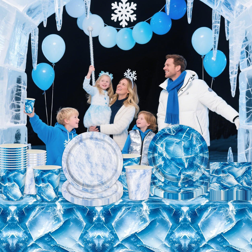 61-teiliges Eis und Schnee Partygeschirr-Set mit Tellern Bechern Servietten