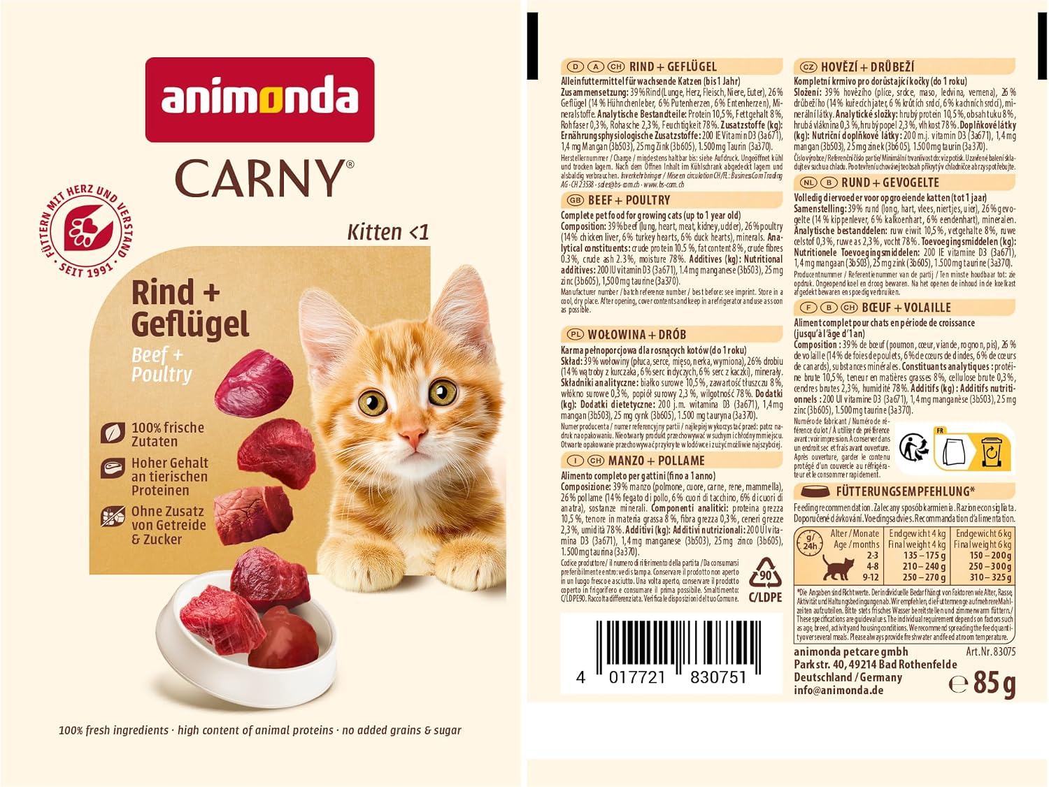 Animonda Carny Gefluegel Mix Katzenfutter nass getreidefrei
