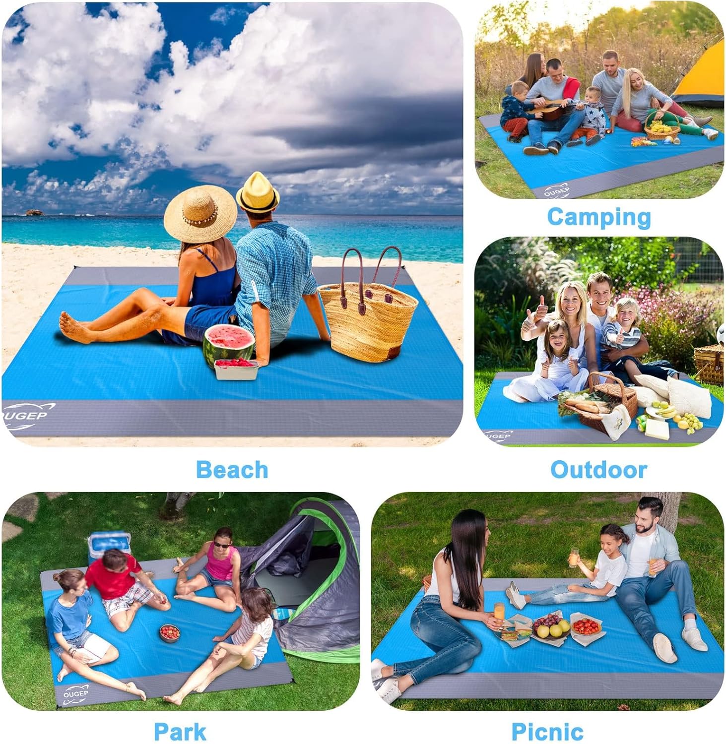 Stranddecke sandfrei wasserdicht 200x230 cm Strandtuch Strandmatte 230cm-300cm