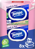 Tempo Feuchte Toilettentuecher Sanft & Pur 16 x 42 Stueck, pH-hautneutral, dermato