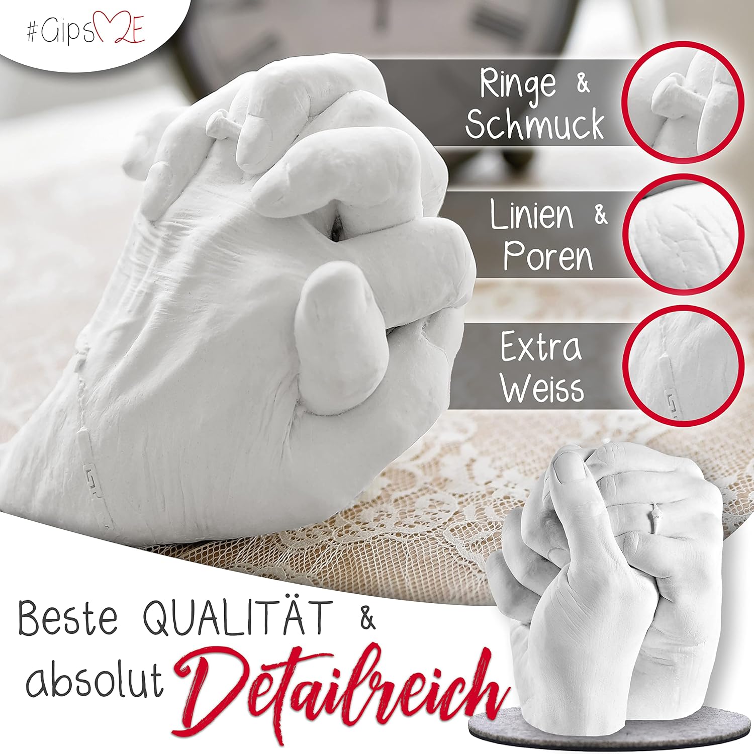 Gipsme Handabdruck Set fuer Paare Geschenk Valentinstag Hochzeitstag