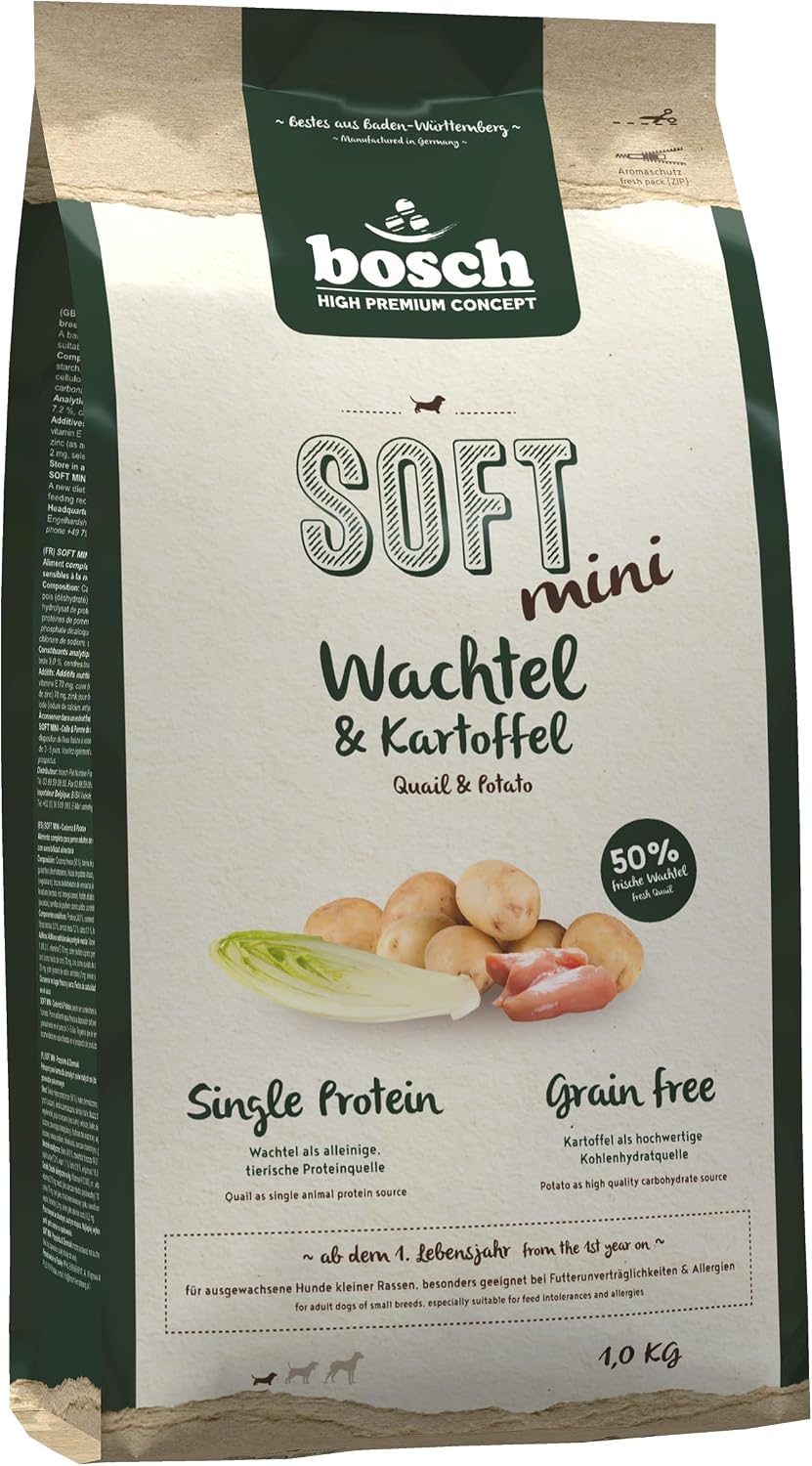 bosch HPC SOFT Mini Wachtel & Kartoffel halbfeuchtes Hundefutter grain
