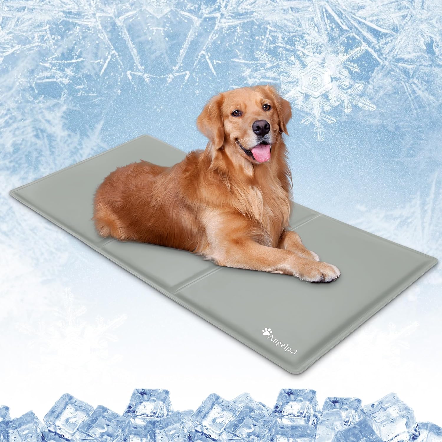 Angelpet Kuehlmatte XL 120x80 cm Grau selbstkuehlende Gelmatte fuer Hunde Katzen