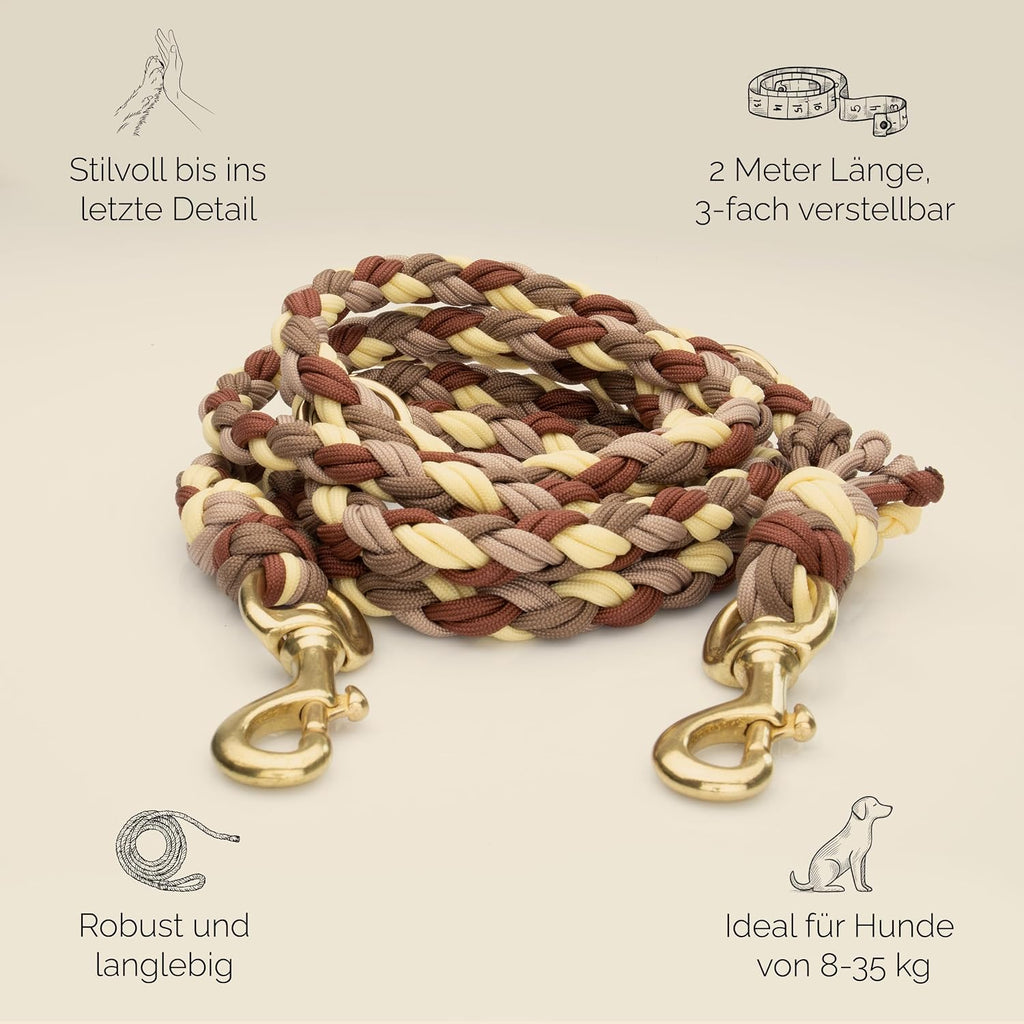 Geflochtene Hundeleine 2 m verstellbar Paracord Fuehrleine Trainingsleine