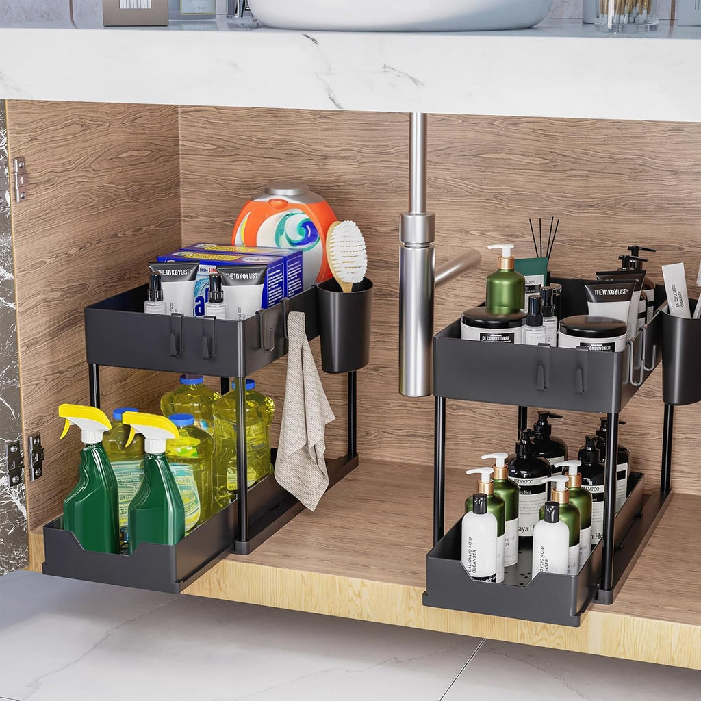 Unter Waschbecken Regal 2 Etagen Spuelschrank Organizer schwarz