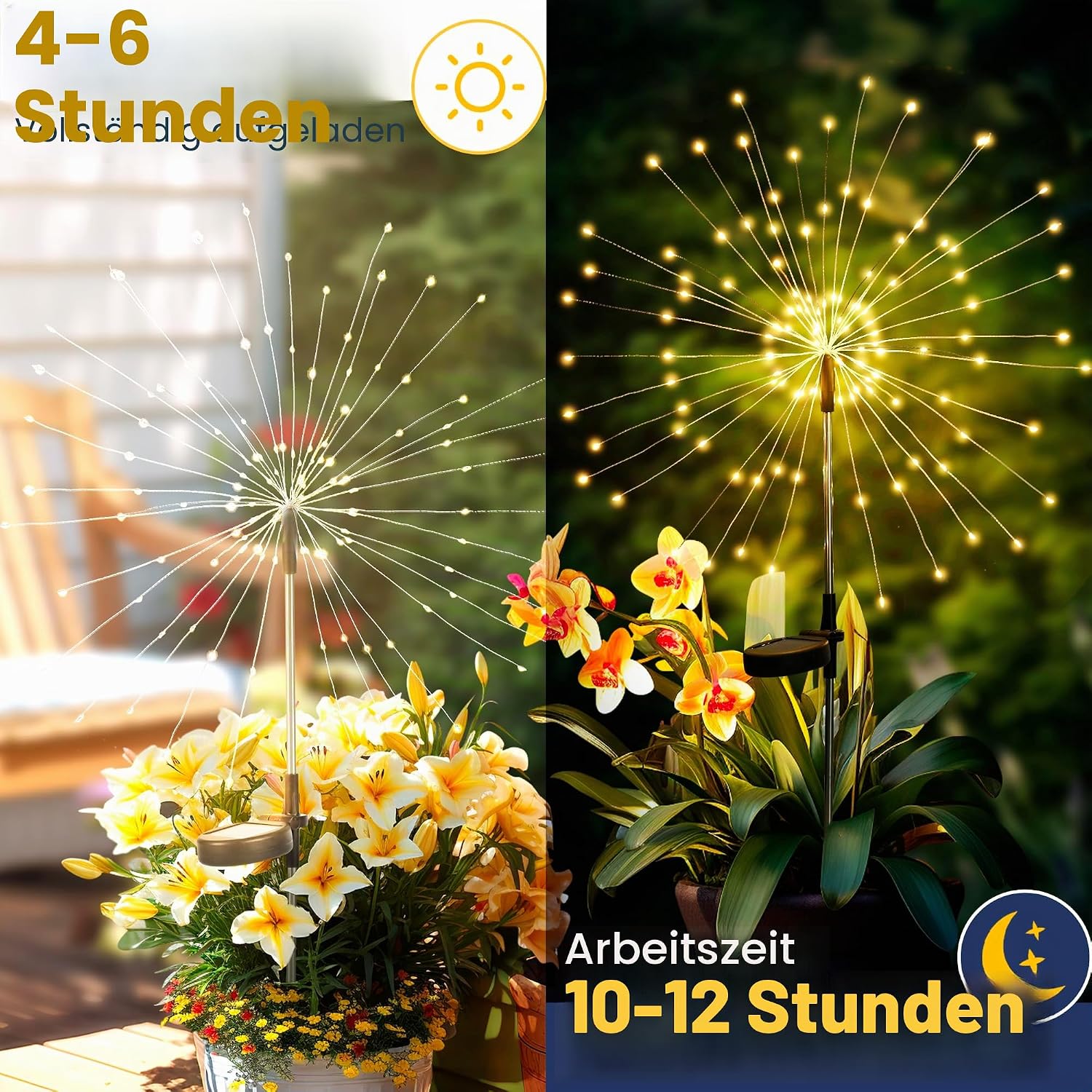 GIGALUMI Solarleuchten Aussen 4er Set 120 LED Pusteblume wetterfest