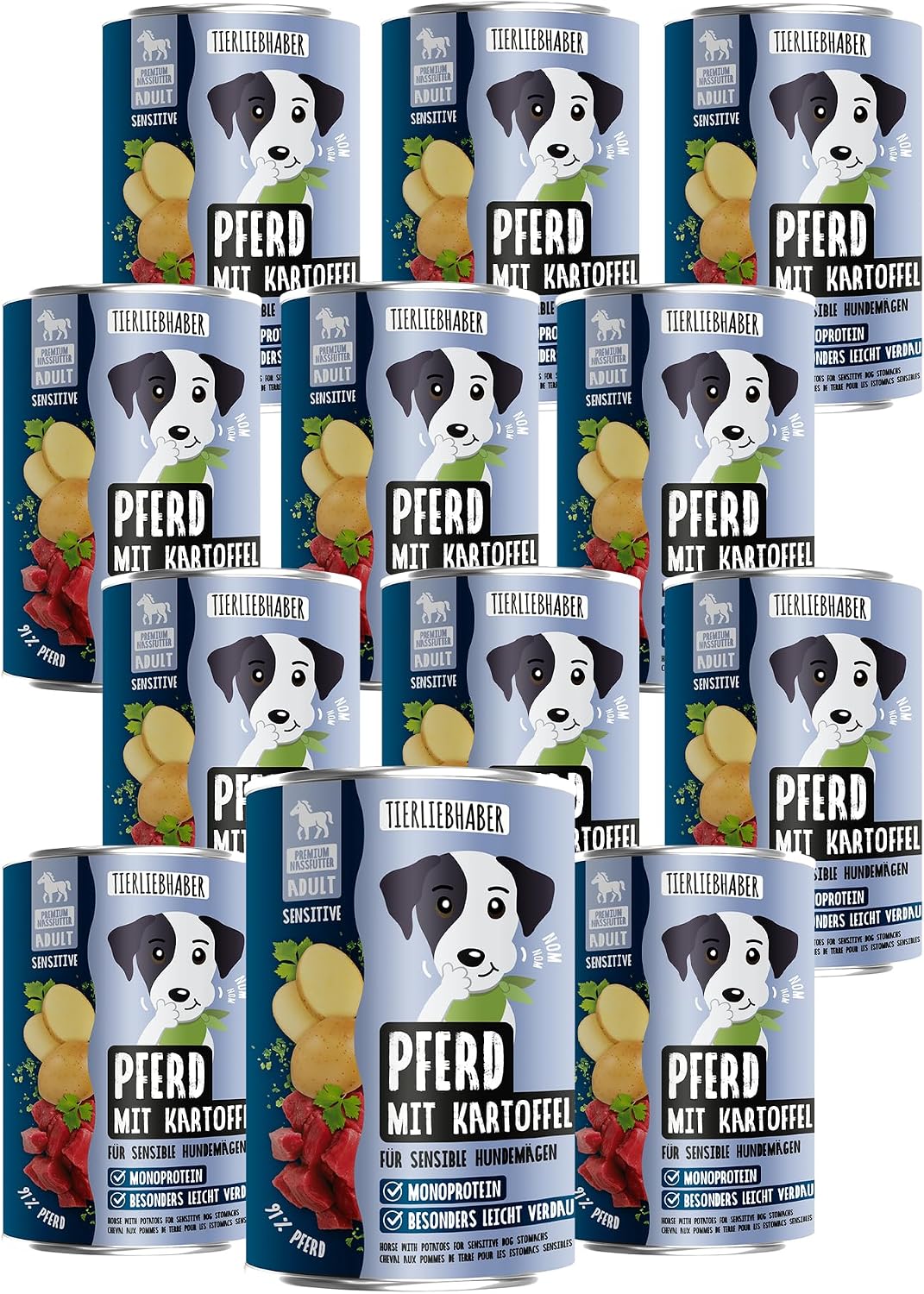 TIERLIEBHABER Hundefutter Nass Pferd mit Kartoffeln 94% Fleischanteil