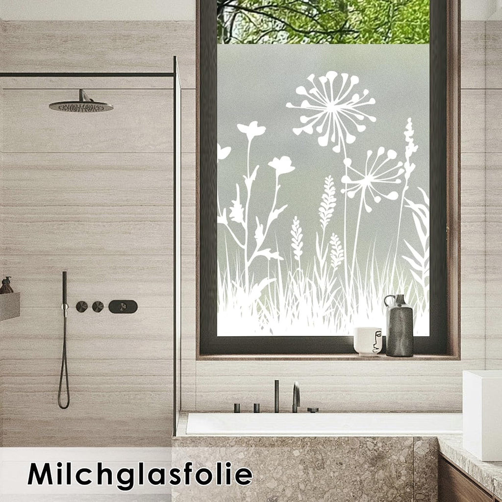 dktie Sichtschutzfolie Fenster Milchglasfolie botanisches Muster 90x200 cm