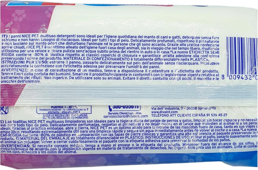 Nice Pet Reinigungstuecher fuer Hunde und Katzen mit Chlorhexidin 100 Stueck